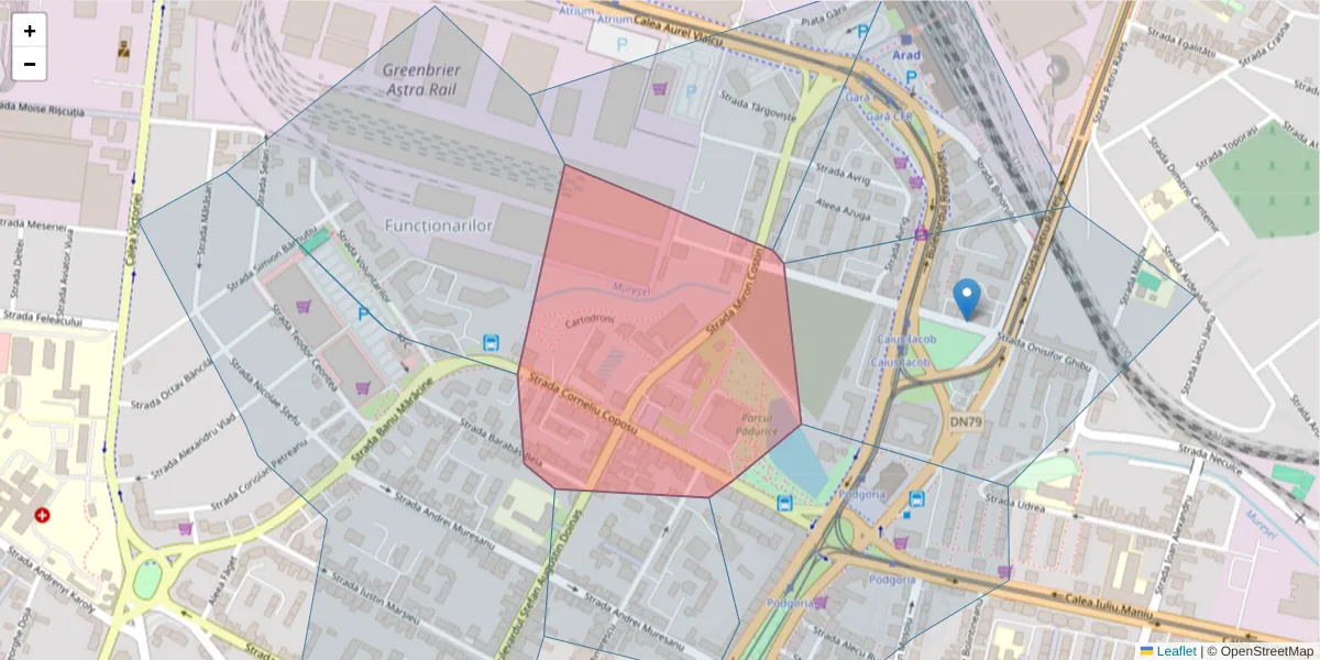 Hartă a codului poștal  și a codurilor poștale învecinate