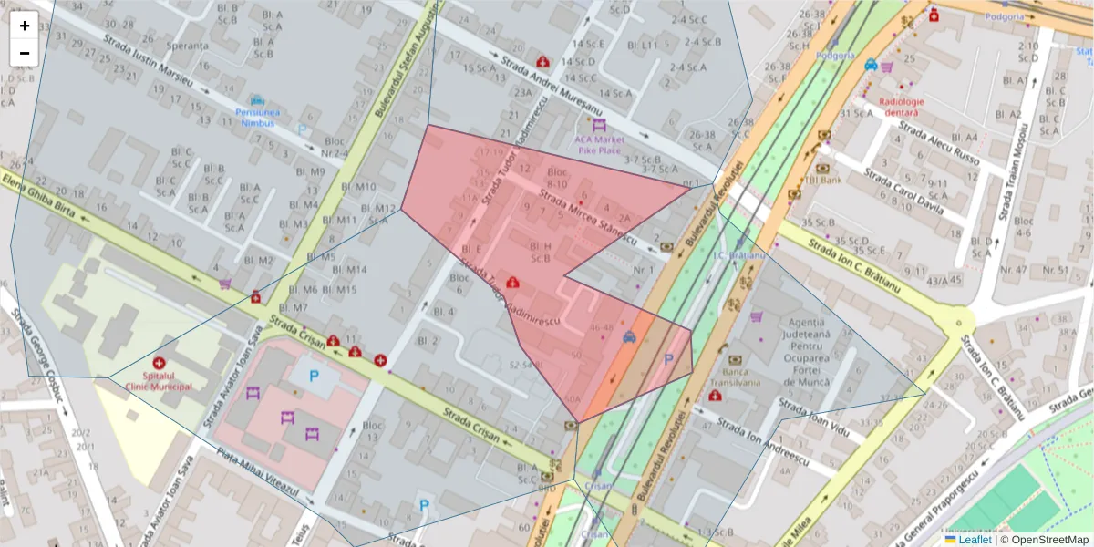 Hartă a codului poștal  și a codurilor poștale învecinate