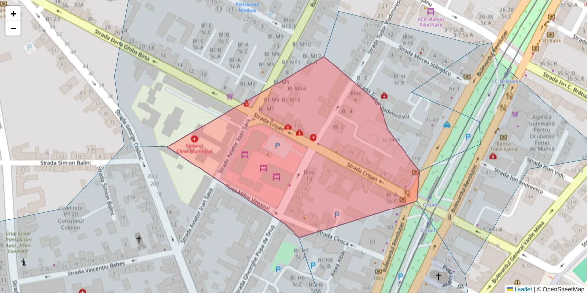 Hartă a codului poștal  și a codurilor poștale învecinate