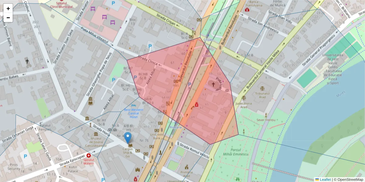 Hartă a codului poștal  și a codurilor poștale învecinate