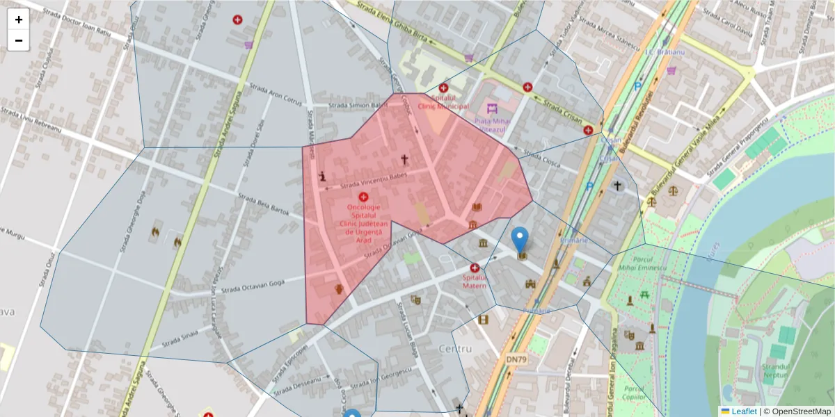 Hartă a codului poștal  și a codurilor poștale învecinate