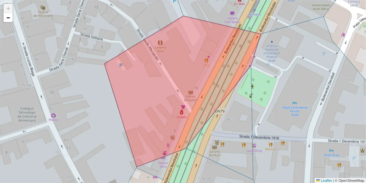 Hartă a codului poștal  și a codurilor poștale învecinate