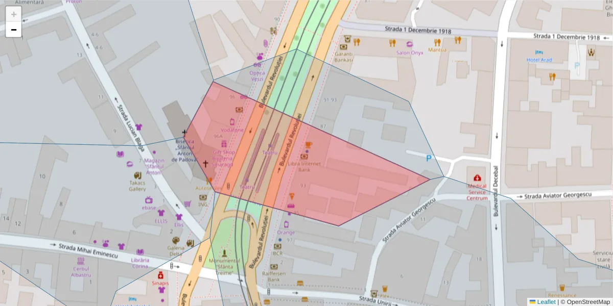 Hartă a codului poștal  și a codurilor poștale învecinate