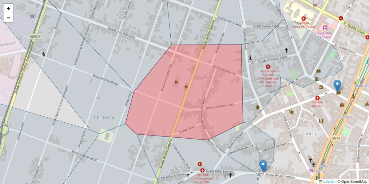 Hartă a codului poștal  și a codurilor poștale învecinate