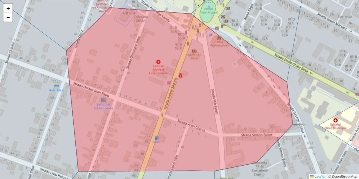 Hartă a codului poștal  și a codurilor poștale învecinate