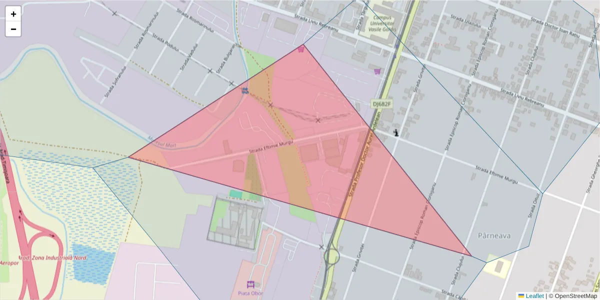 Hartă a codului poștal  și a codurilor poștale învecinate