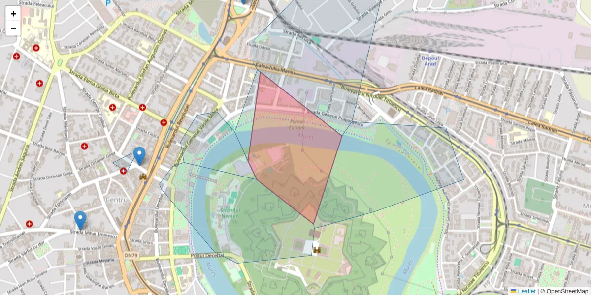 Hartă a codului poștal  și a codurilor poștale învecinate