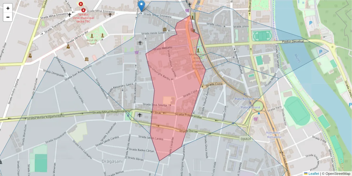 Hartă a codului poștal  și a codurilor poștale învecinate