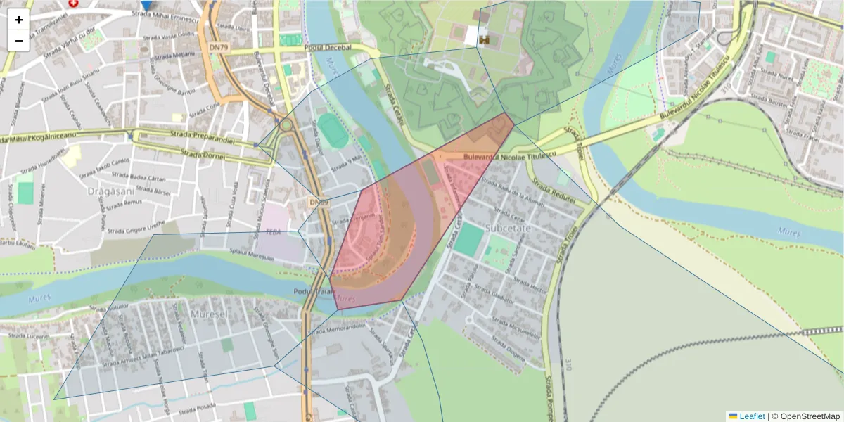 Hartă a codului poștal  și a codurilor poștale învecinate