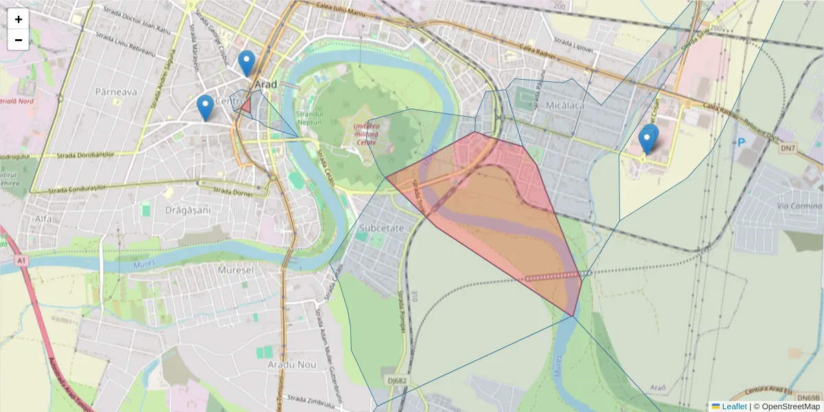 Hartă a codului poștal  și a codurilor poștale învecinate