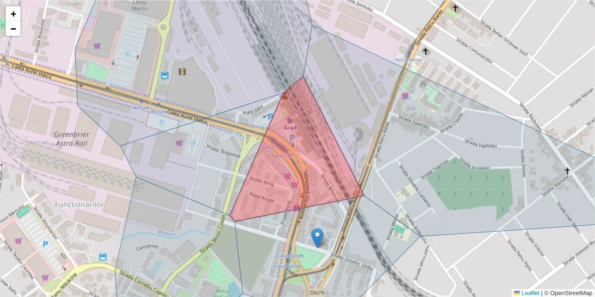 Hartă a codului poștal  și a codurilor poștale învecinate