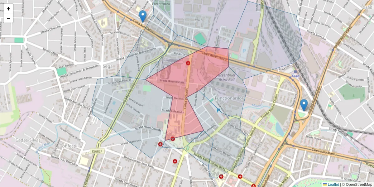 Hartă a codului poștal  și a codurilor poștale învecinate