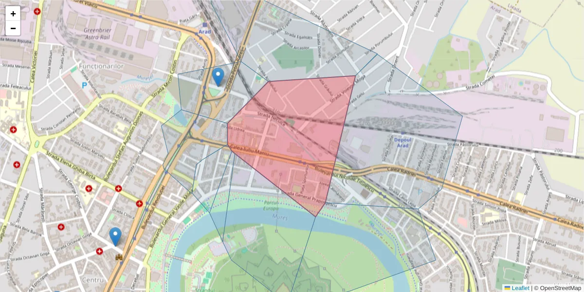 Hartă a codului poștal  și a codurilor poștale învecinate