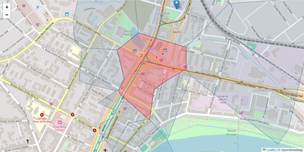 Hartă a codului poștal  și a codurilor poștale învecinate