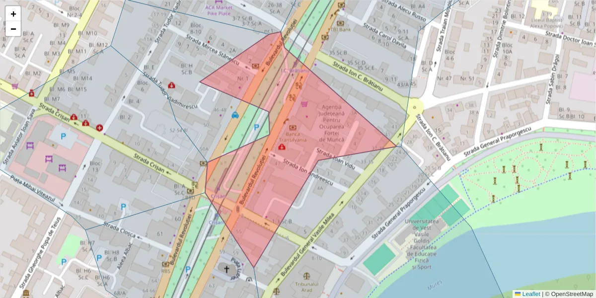 Hartă a codului poștal  și a codurilor poștale învecinate