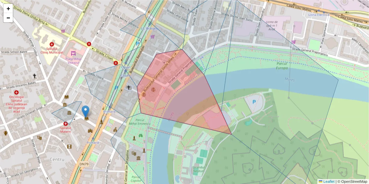 Hartă a codului poștal  și a codurilor poștale învecinate