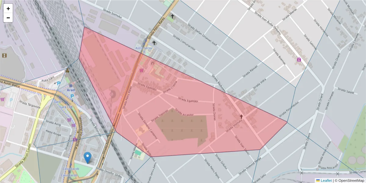 Hartă a codului poștal  și a codurilor poștale învecinate