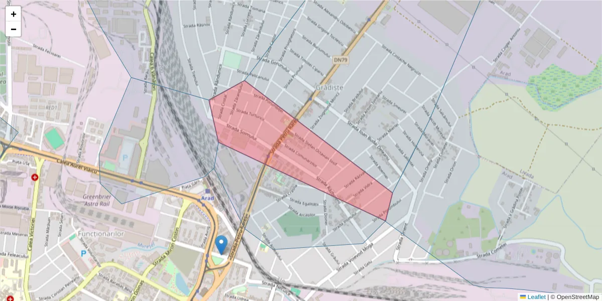 Hartă a codului poștal  și a codurilor poștale învecinate