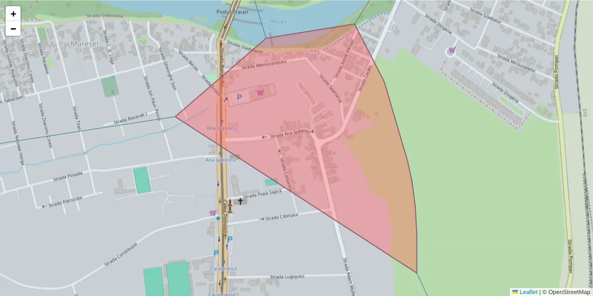 Hartă a codului poștal  și a codurilor poștale învecinate