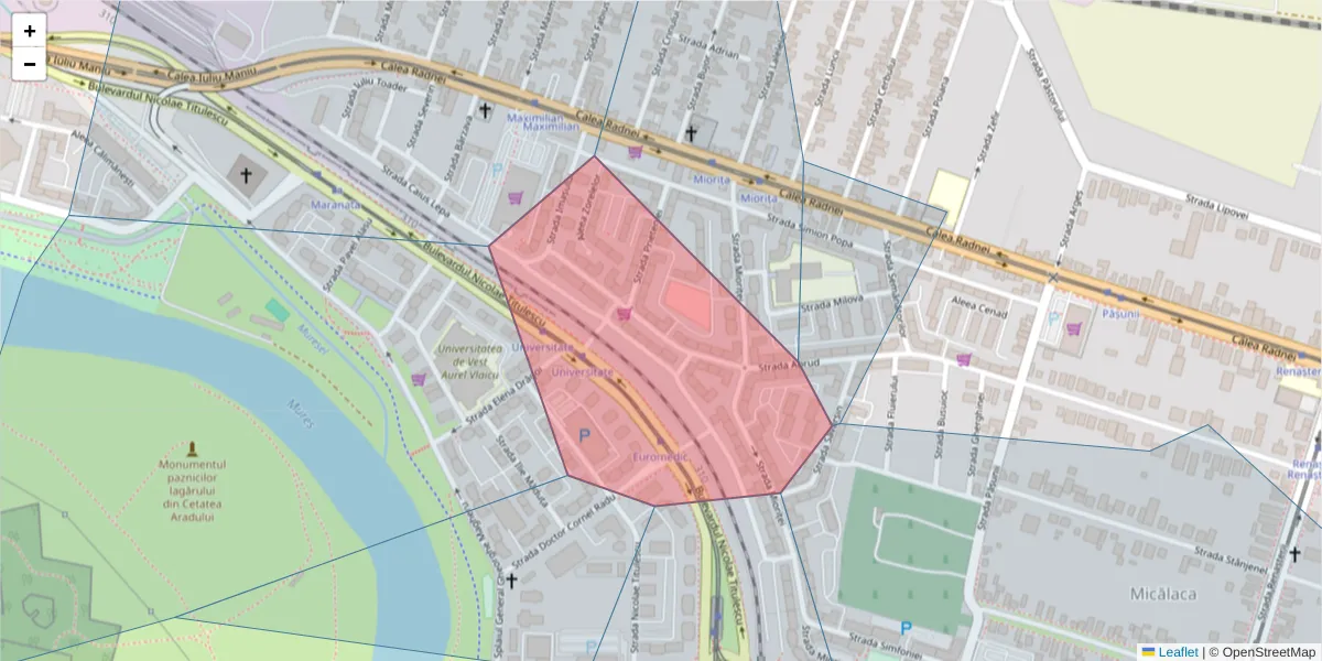 Hartă a codului poștal  și a codurilor poștale învecinate