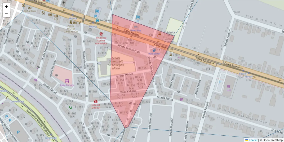 Hartă a codului poștal  și a codurilor poștale învecinate