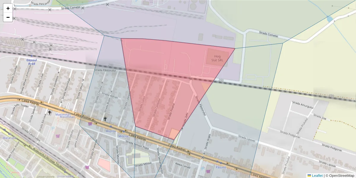 Hartă a codului poștal  și a codurilor poștale învecinate