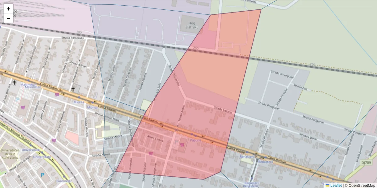 Hartă a codului poștal  și a codurilor poștale învecinate
