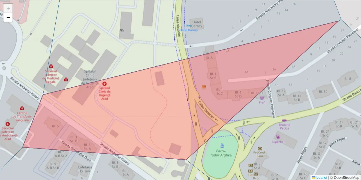 Hartă a codului poștal  și a codurilor poștale învecinate