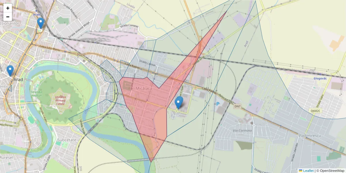 Hartă a codului poștal  și a codurilor poștale învecinate