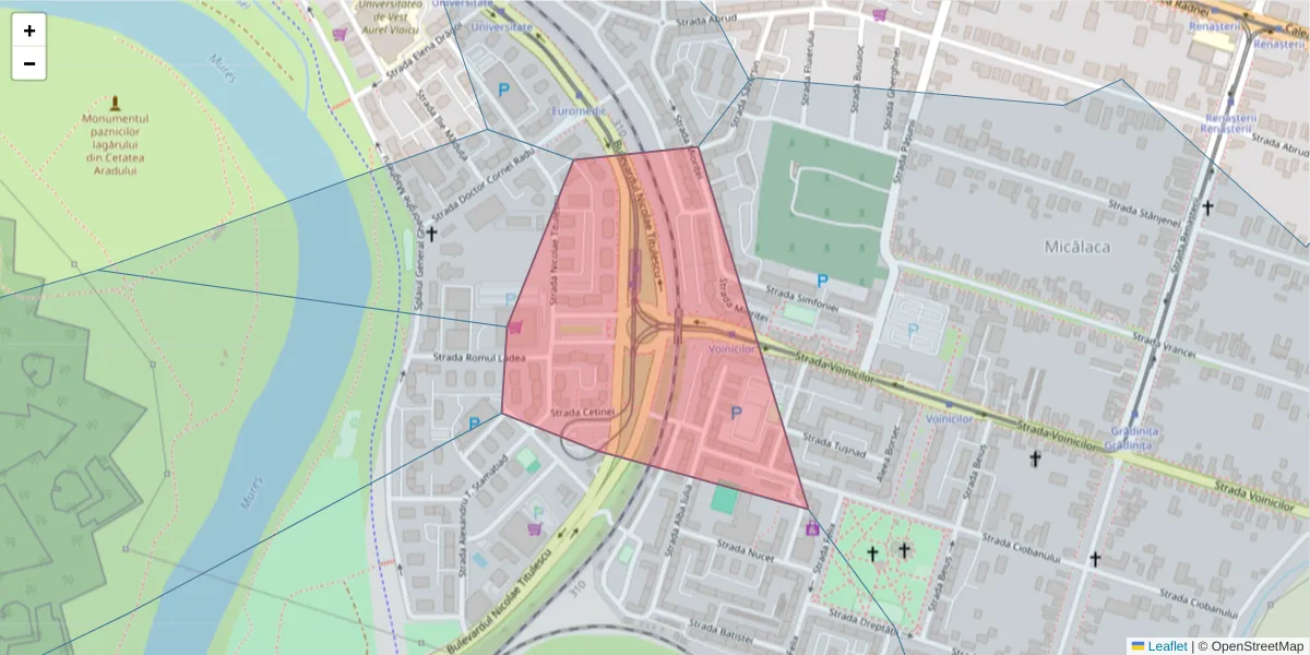 Hartă a codului poștal  și a codurilor poștale învecinate