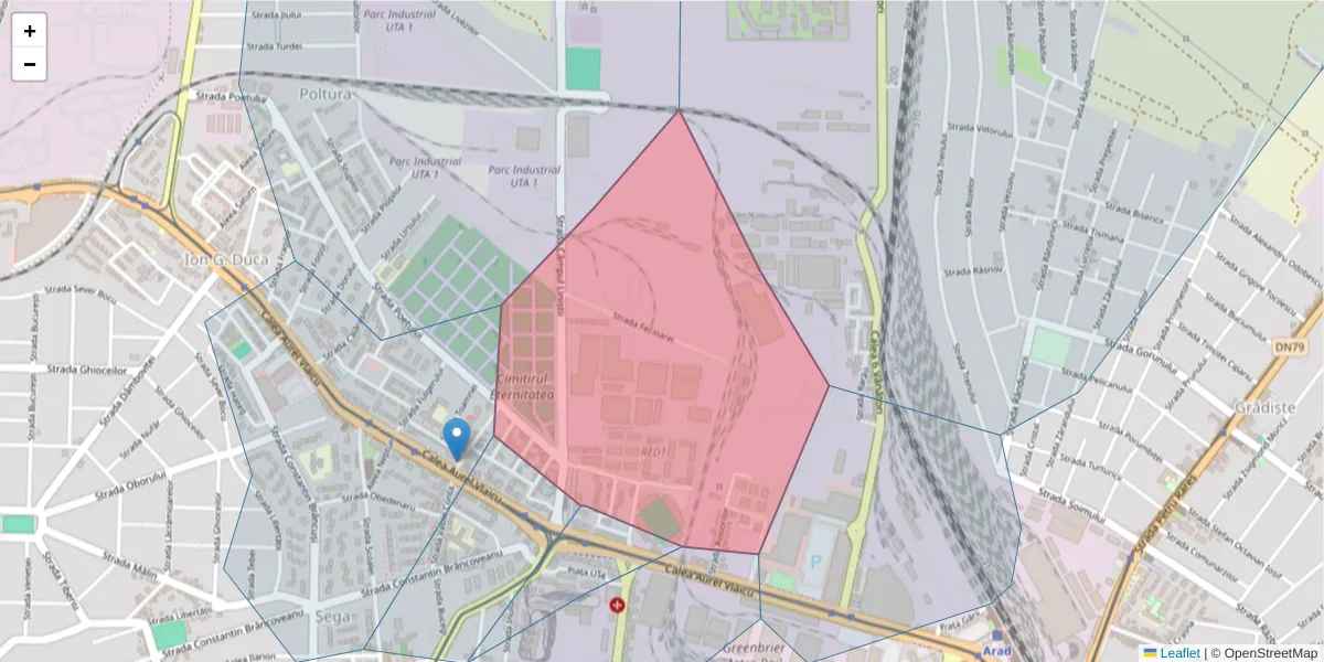 Hartă a codului poștal  și a codurilor poștale învecinate