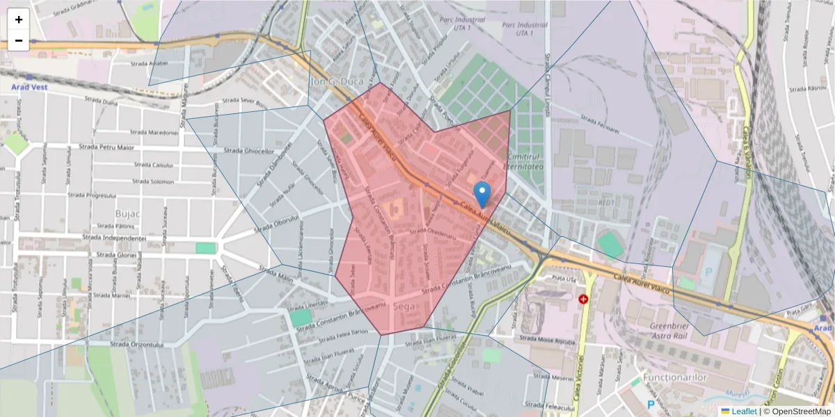 Hartă a codului poștal  și a codurilor poștale învecinate