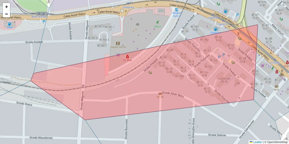 Hartă a codului poștal  și a codurilor poștale învecinate