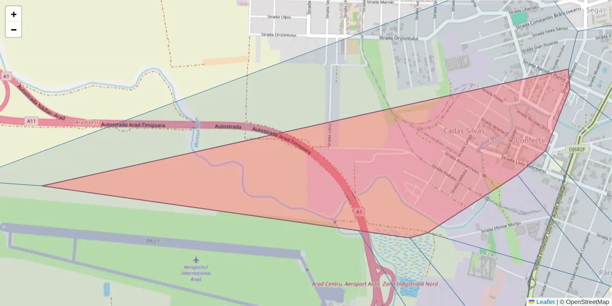 Hartă a codului poștal  și a codurilor poștale învecinate