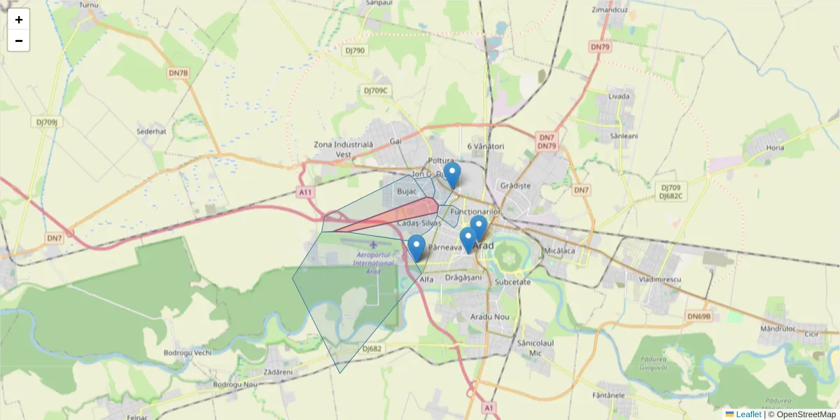 Hartă a codului poștal  și a codurilor poștale învecinate