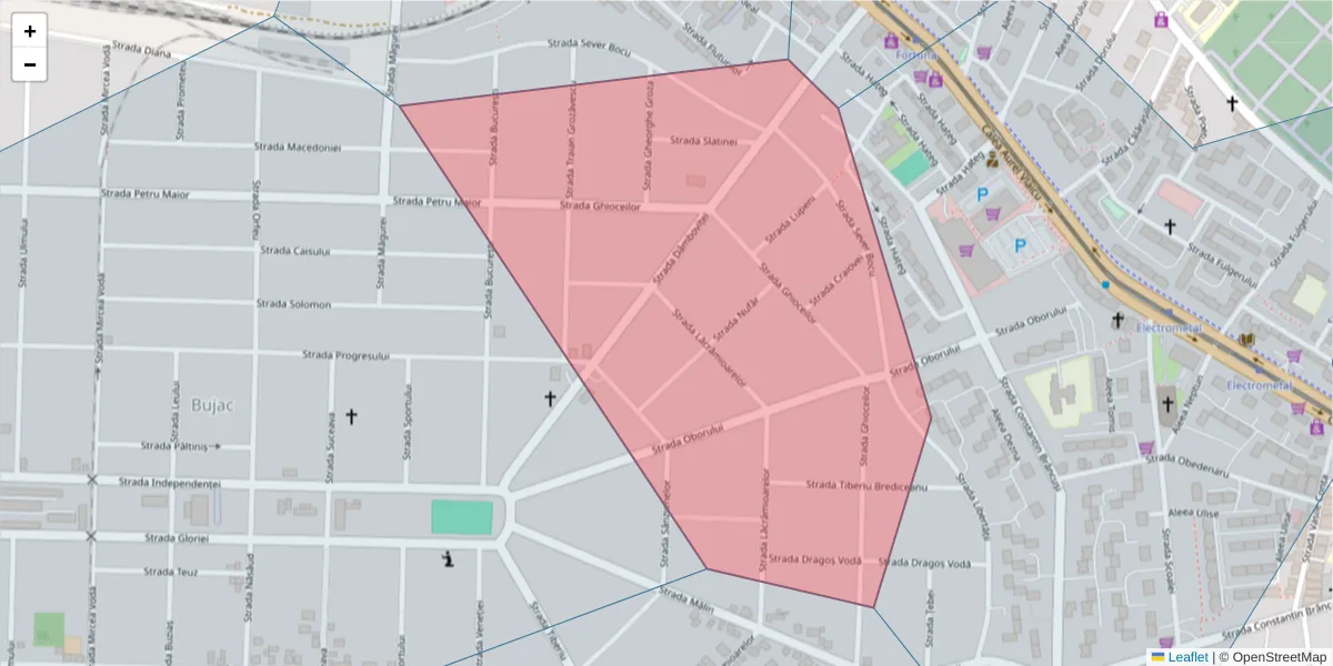 Hartă a codului poștal  și a codurilor poștale învecinate