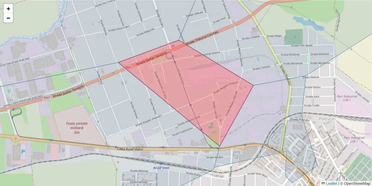 Hartă a codului poștal  și a codurilor poștale învecinate