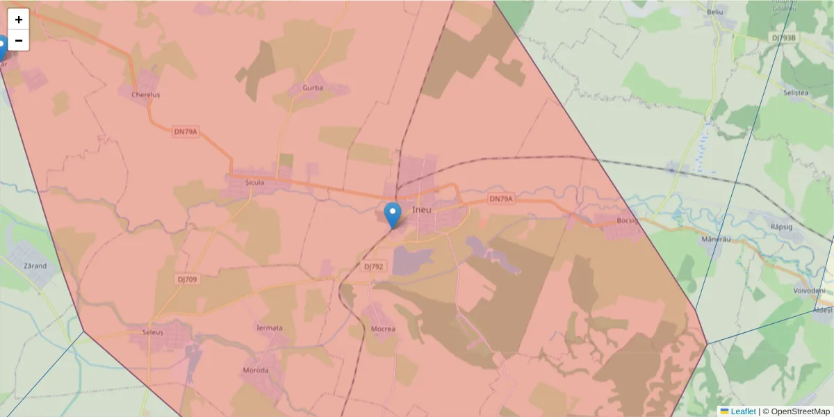 Hartă a codului poștal  și a codurilor poștale învecinate