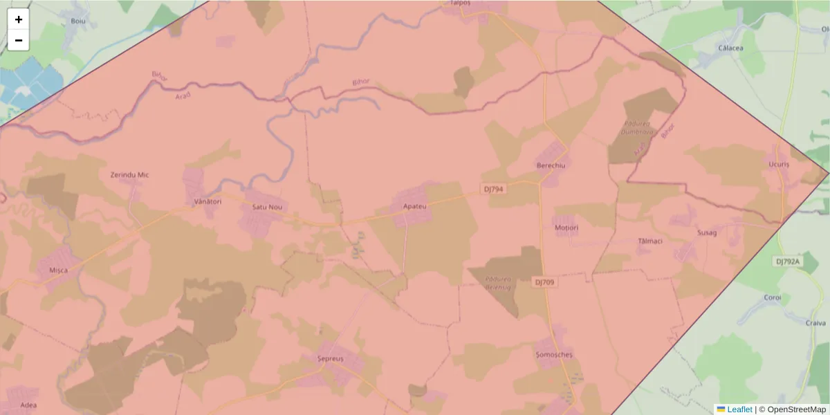 Hartă a codului poștal  și a codurilor poștale învecinate