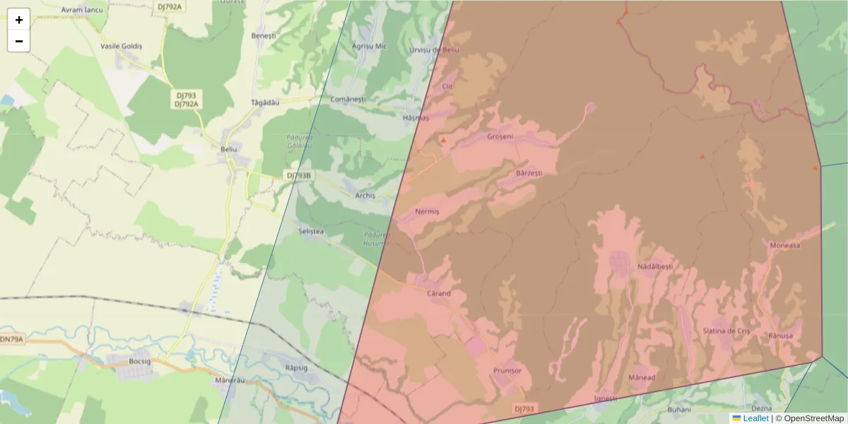 Hartă a codului poștal  și a codurilor poștale învecinate