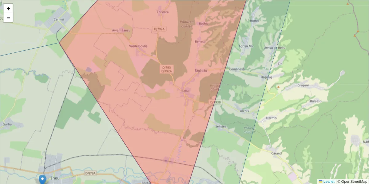 Hartă a codului poștal  și a codurilor poștale învecinate