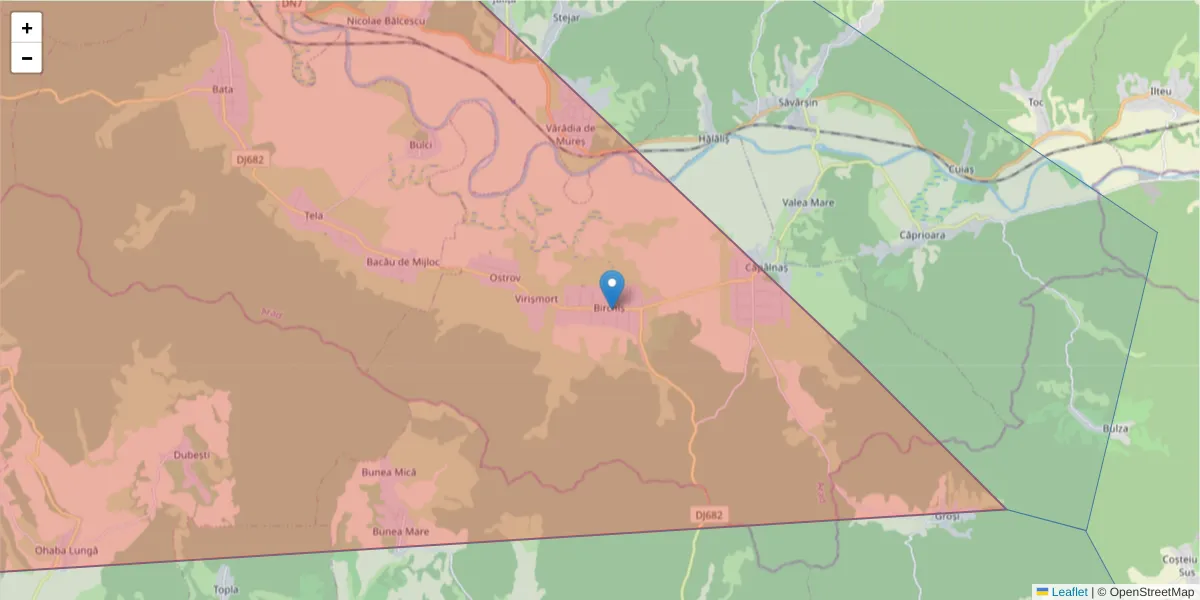 Hartă a codului poștal  și a codurilor poștale învecinate