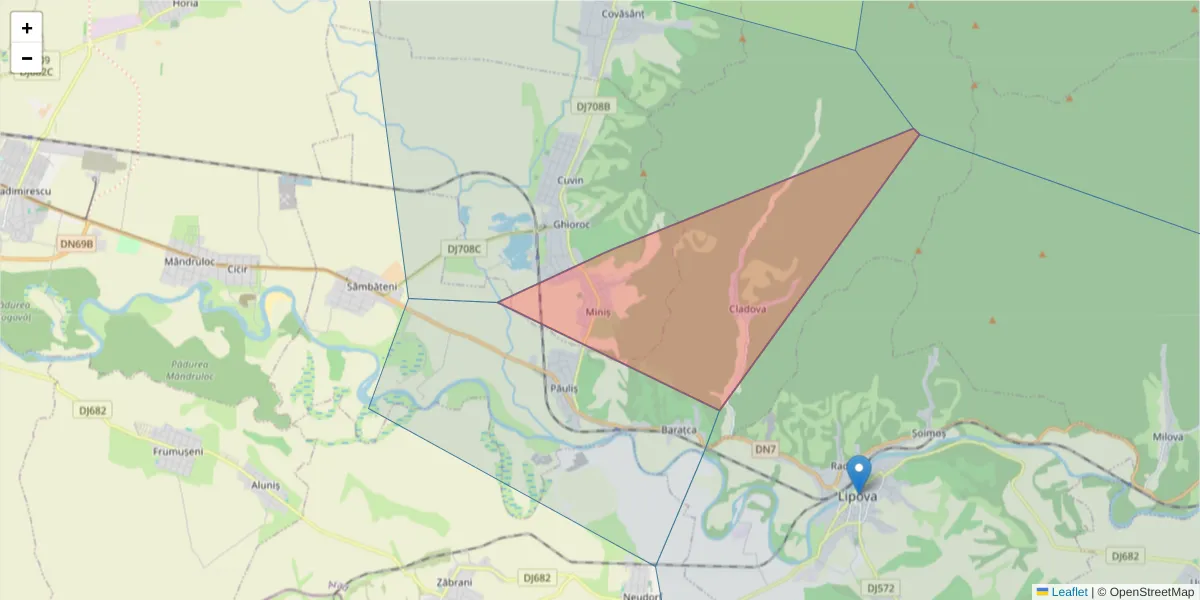 Hartă a codului poștal  și a codurilor poștale învecinate