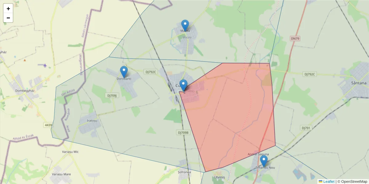 Hartă a codului poștal  și a codurilor poștale învecinate