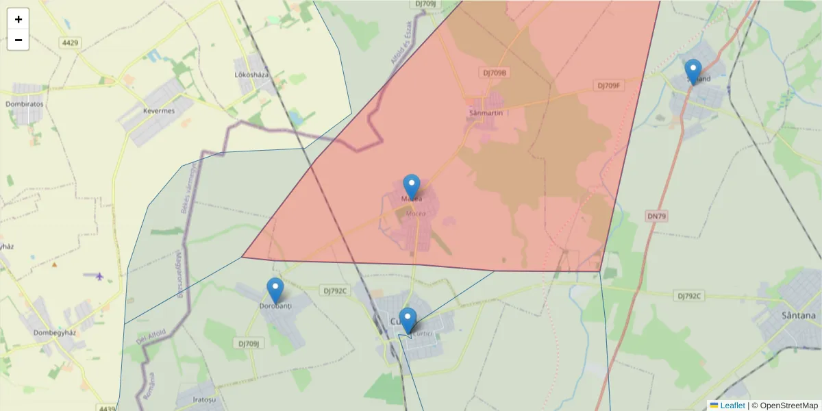 Hartă a codului poștal  și a codurilor poștale învecinate
