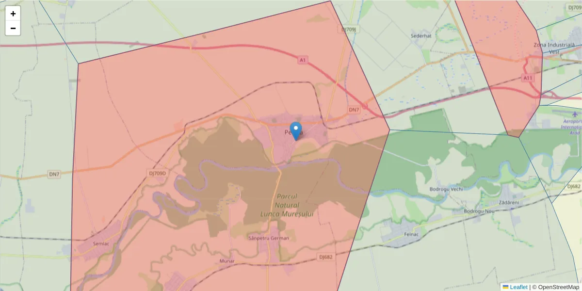 Hartă a codului poștal  și a codurilor poștale învecinate