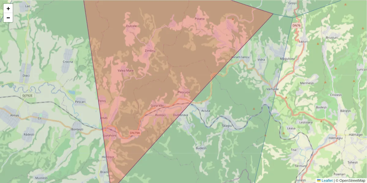 Hartă a codului poștal  și a codurilor poștale învecinate