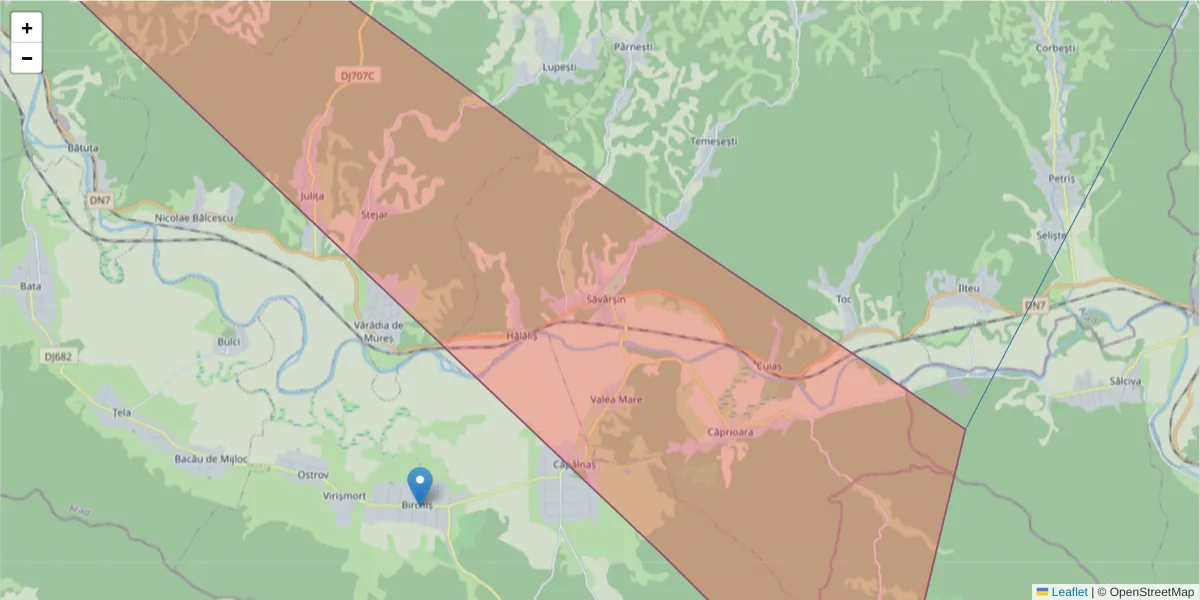 Hartă a codului poștal  și a codurilor poștale învecinate