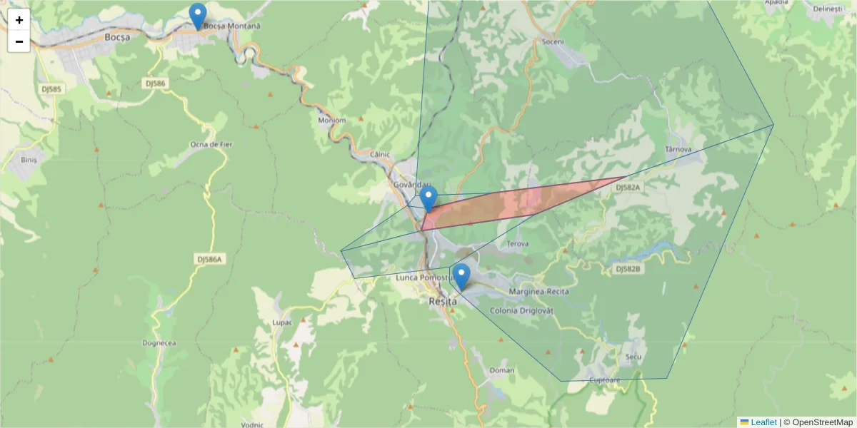Hartă a codului poștal  și a codurilor poștale învecinate