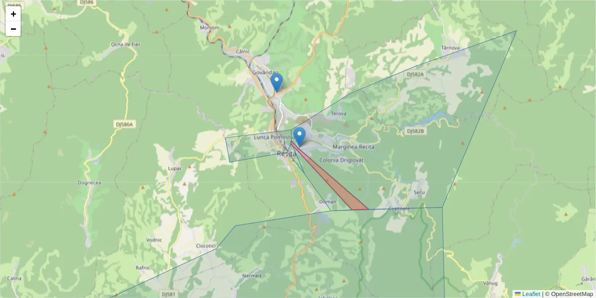 Hartă a codului poștal  și a codurilor poștale învecinate